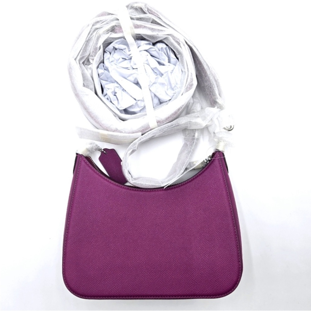 Coach Hobo Crossgrain Leather Crossbody in Deep Plum - Picture 2 of 10